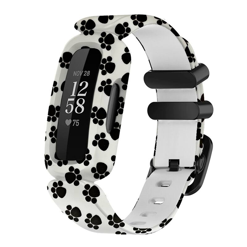 Front. StrapsCo - Graphic Active Band Silicone Rubber Watch Strap For Fitbit Inspire 2 - Paw Prints.