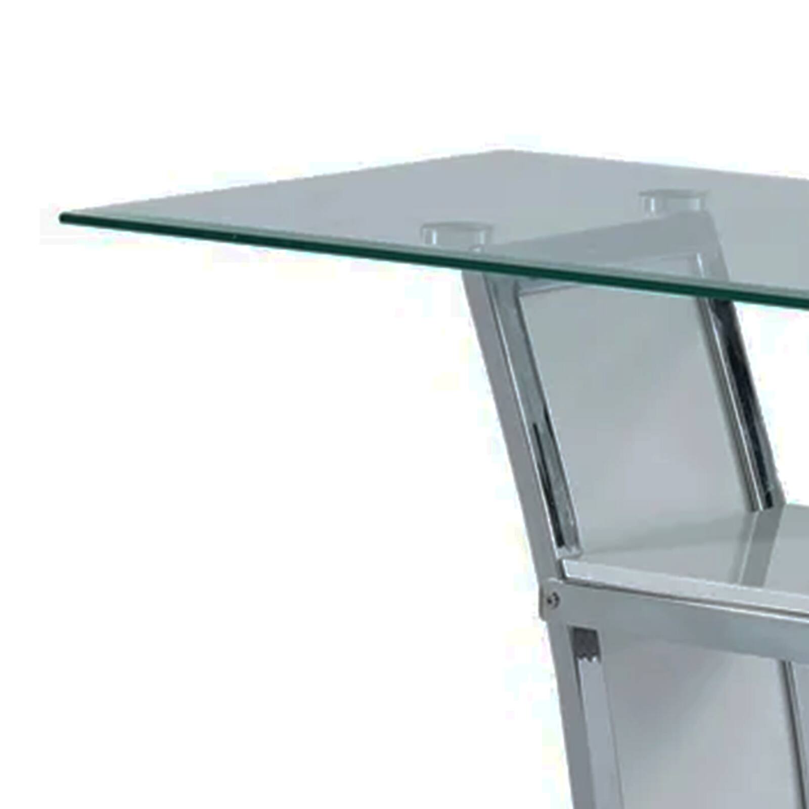 Alt View 1. Manhattan Lane - Sofa Table with Chrome Trimmed Curved Sides and Open Bottom Shelf - Black.