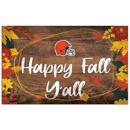 Fan Creations - Cleveland Browns 11'' x 19'' Happy Fall Y'all Sign - Brown