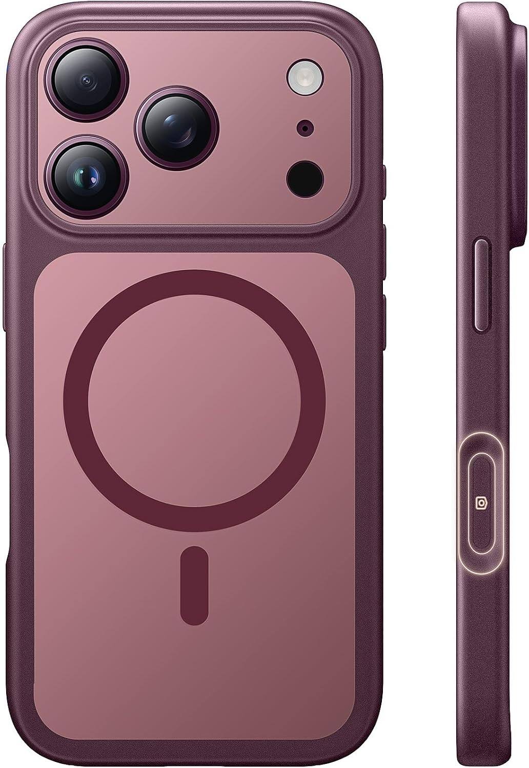 Front. Core Tech - Core Tech Magnetic Protective Case Compatible with Apple iPhone 18 Pro - Burgundy - Burgundy.