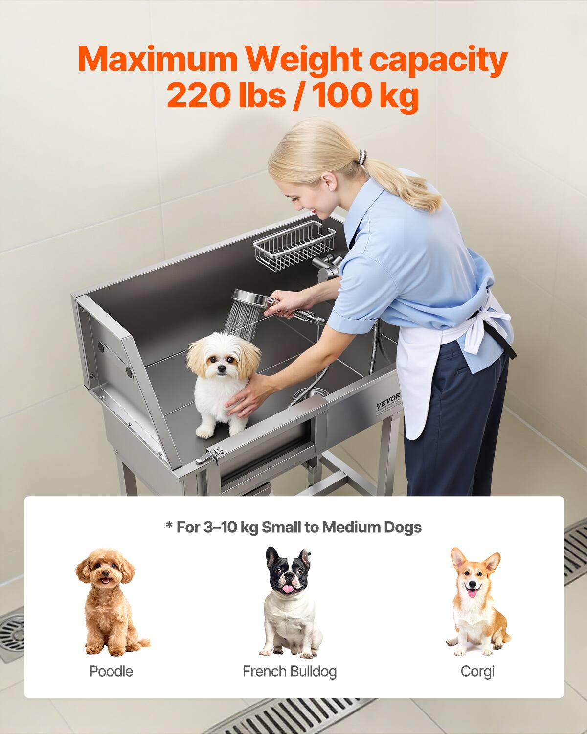 Maximum Weight capacity 220 lbs / 100 kg

* For 3-10 kg Small to Medium Dogs

Poodle
French Bulldog
Corgi