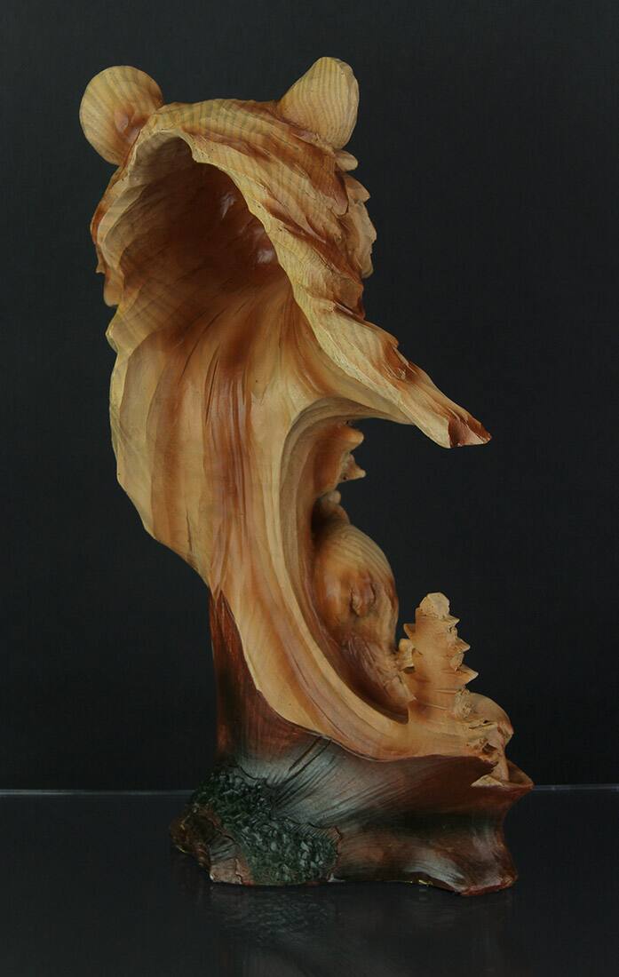 Alt View 2. Zeckos - Faux Carved Bear Head and Family Wood Look Statue - Brown.