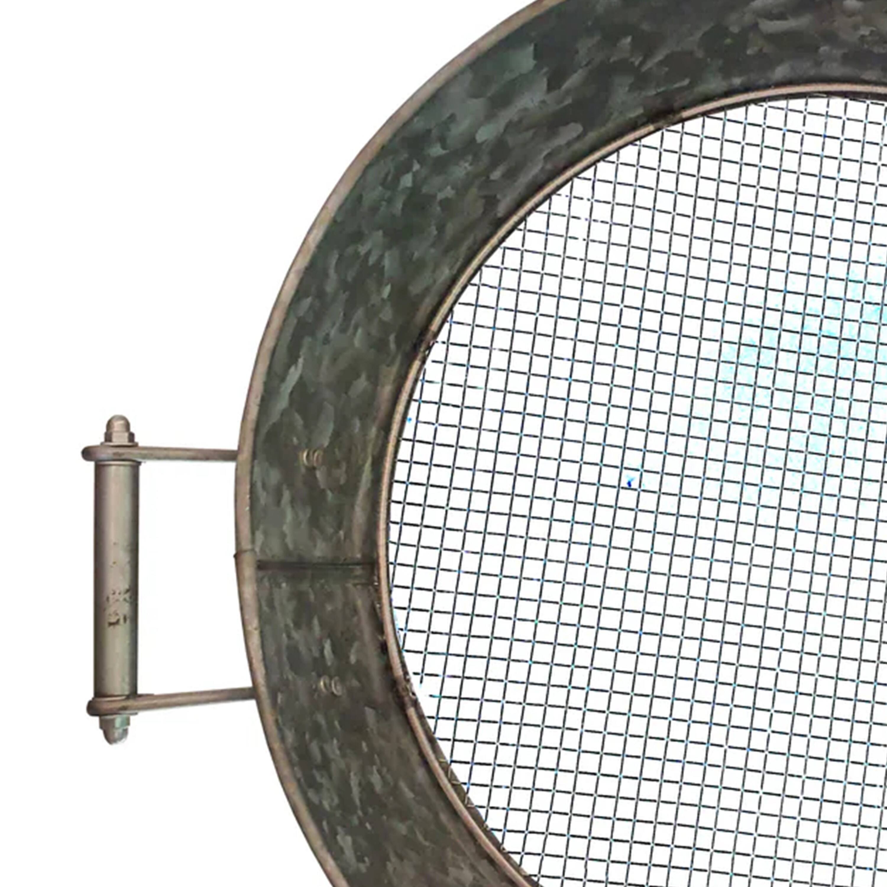 Alt View 1. Manhattan Lane - Round Galvanized Steel Compost Sifter with Wire Mesh Design Base - Silver.