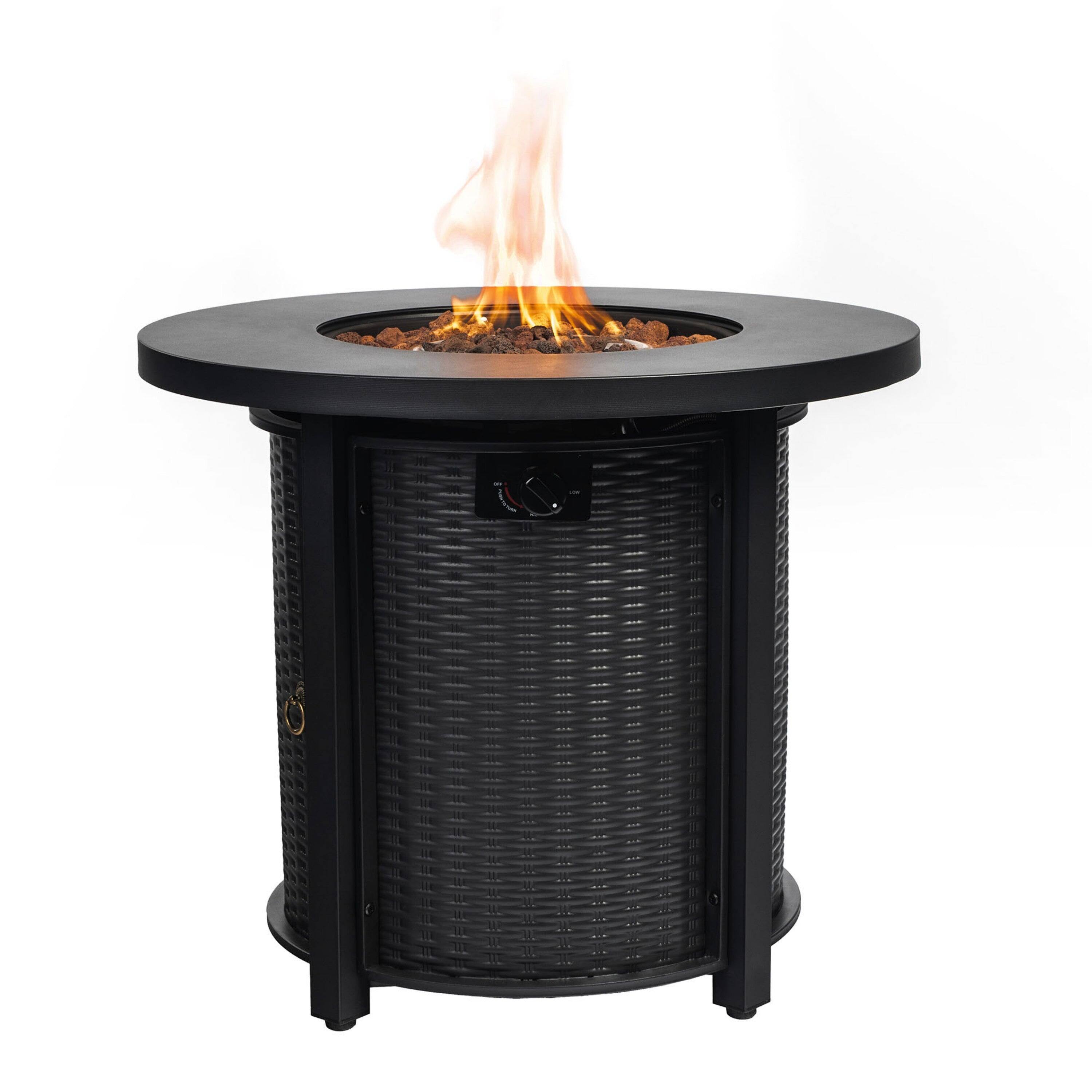 Alt View 8. Boyel Living - 30 Inch Outdoor Round Propane Fire Pit Table Steel Black - Black.