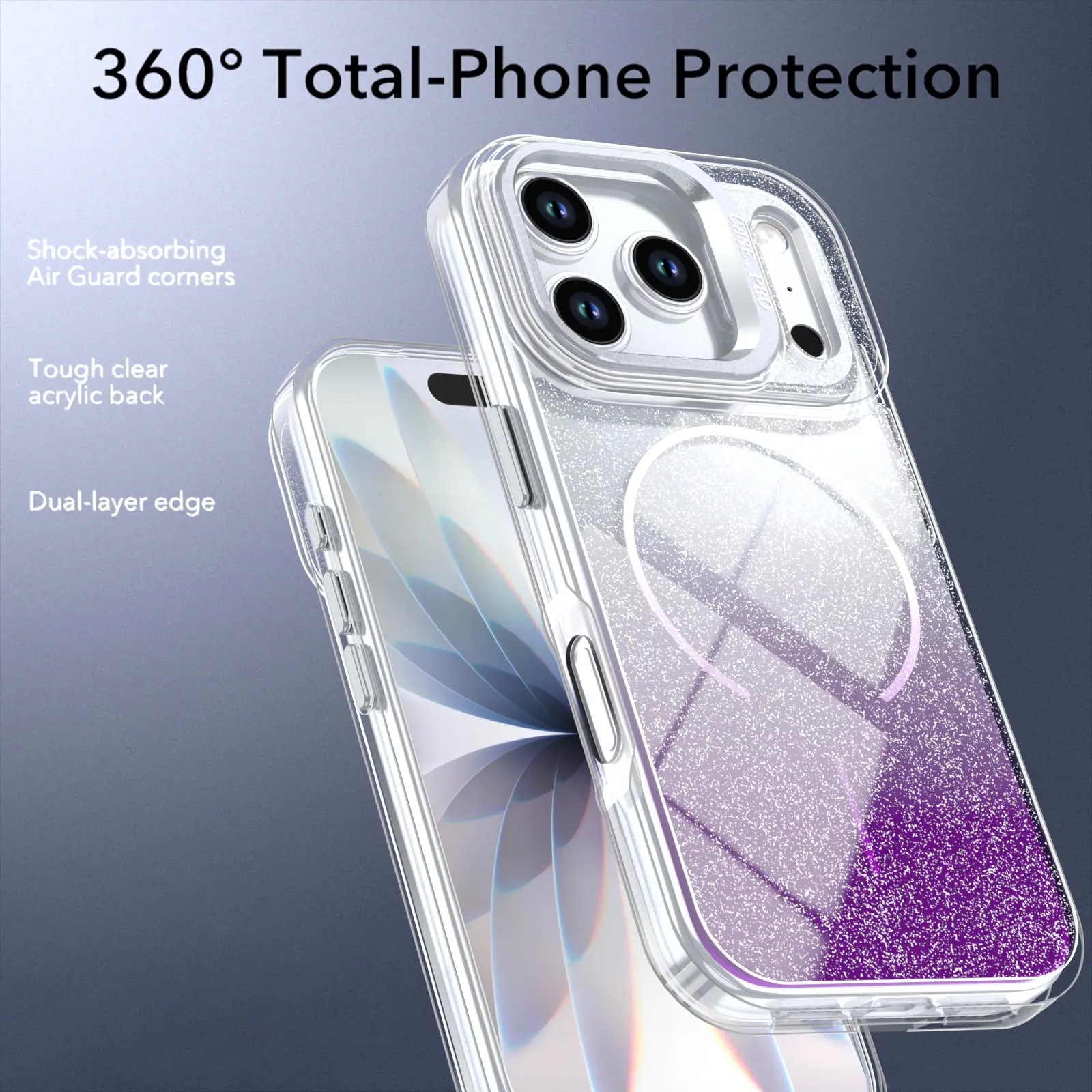 360° Total-Phone Protection

Shock-absorbing Air Guard corners

Tough clear acrylic back

Dual-layer edge