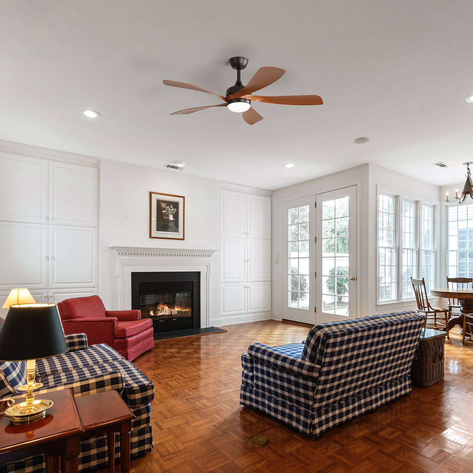 Alt View 6. Sofucor - 45" Smart Ceiling Fan Light Kit With Remote for Alexa/App Control Reversible DC Quiet - Black.