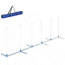 PULUZ - Dog Agility Equipment Dog Weave Pole Set Agility Starter Kit Pet Outdoor Exercise Training Set - White