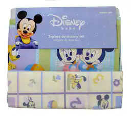 Disney Mickey Mouse Baby 3 pc Accessory Set - Receiving Blanket + Crib Dust Ruffle + Diaper Stacker