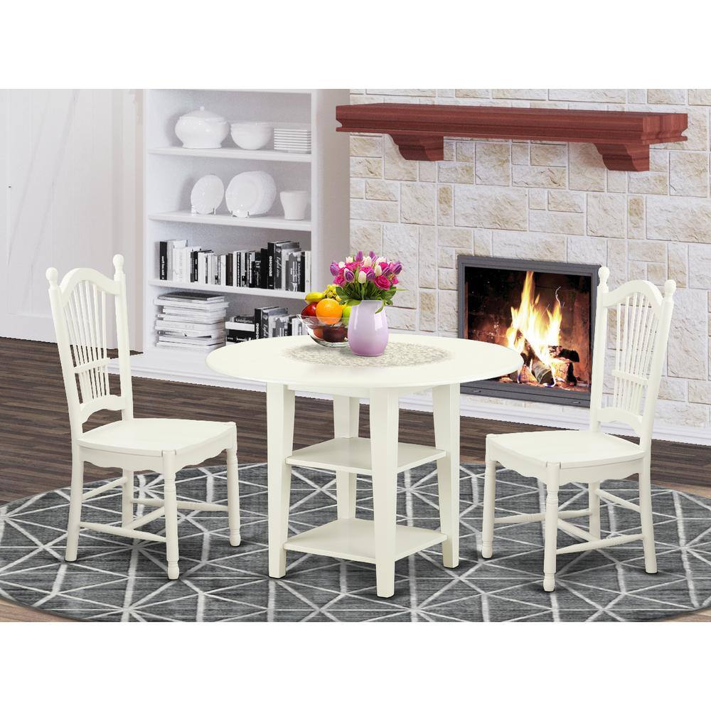Left. East West Furniture - Dining Room Set Linen White - Brown.