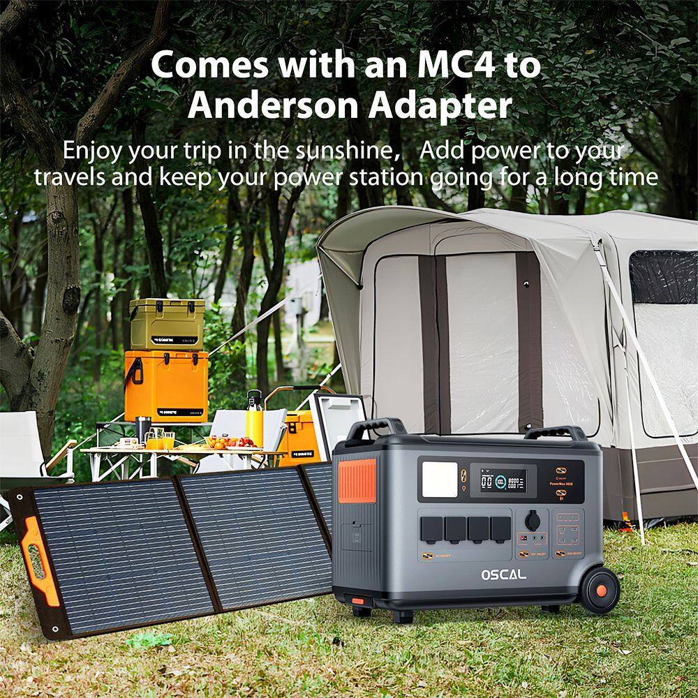 Comes with an MC4 to Anderson Adapter

Enjoy your trip in the sunshine, Add power to your travels and keep your power station going for a long time

- 800W

- OSCAL