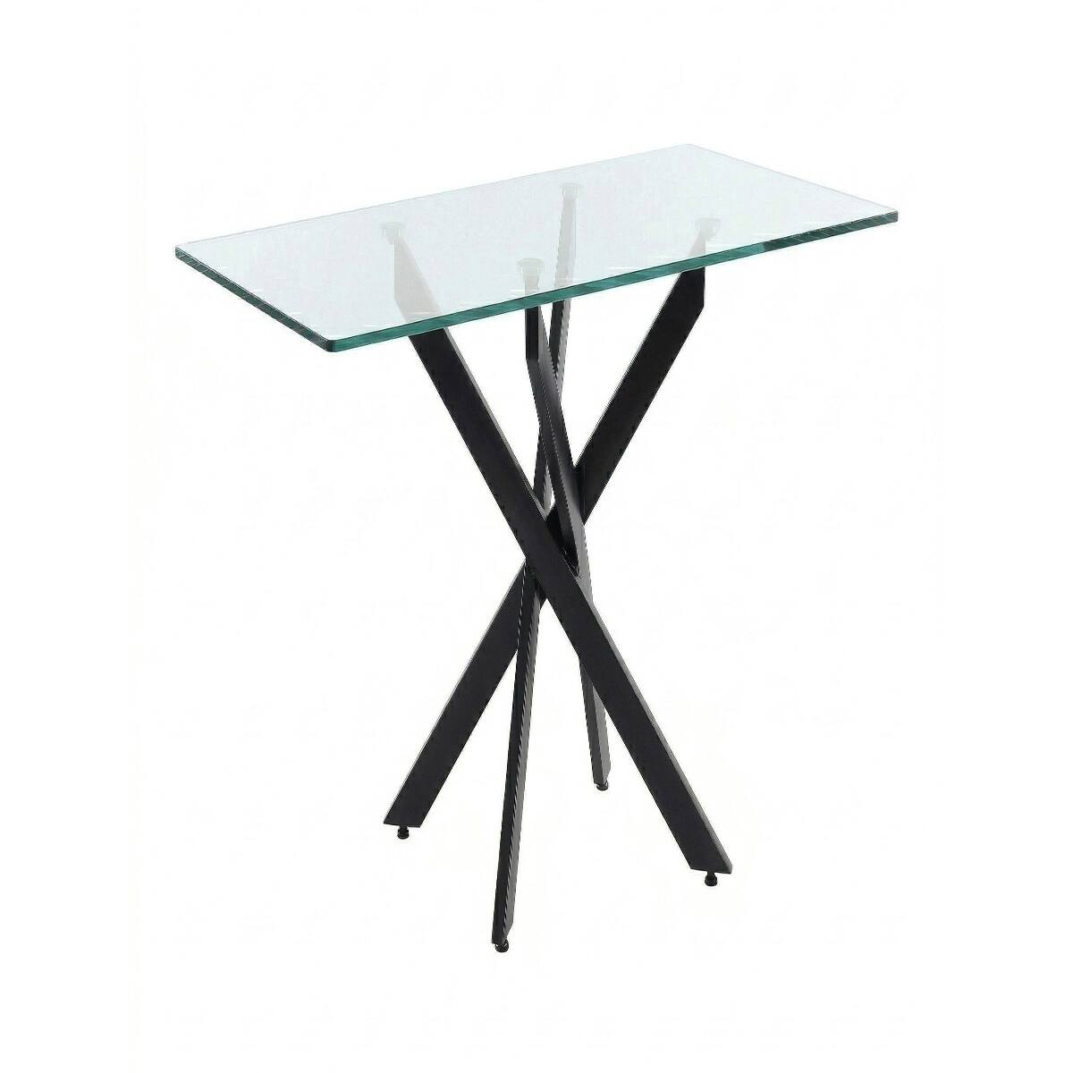 Alt View 2. Loheer - Loheer Rectangular Glass Dining Table with Black Metal Legs, 47.24 Inch Modern Table - Black.