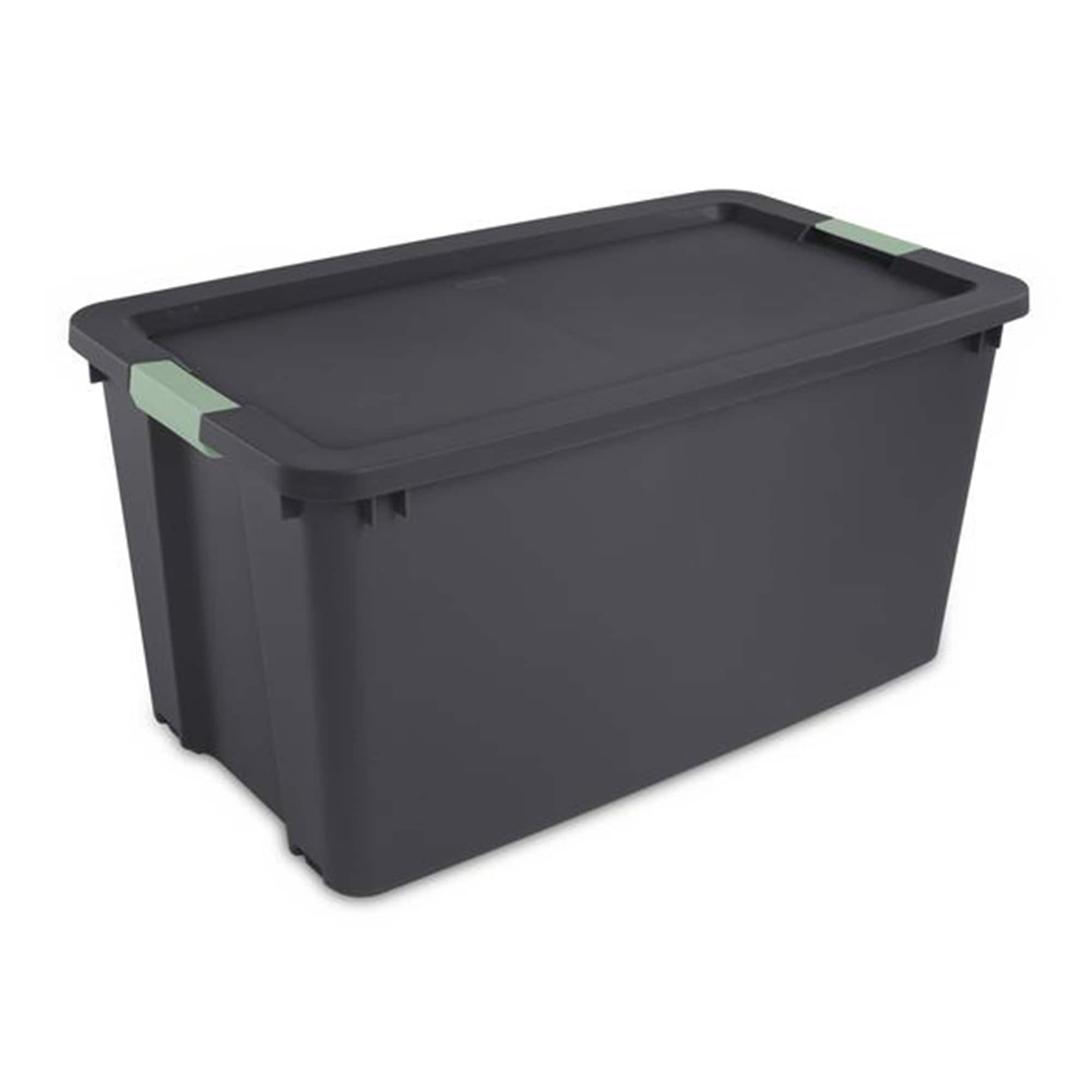 Sterilite - 45 Gal Wheeled Latch Tote, Stackable Plastic Storage Bin, Gray, 8 Pack - Gray/Green