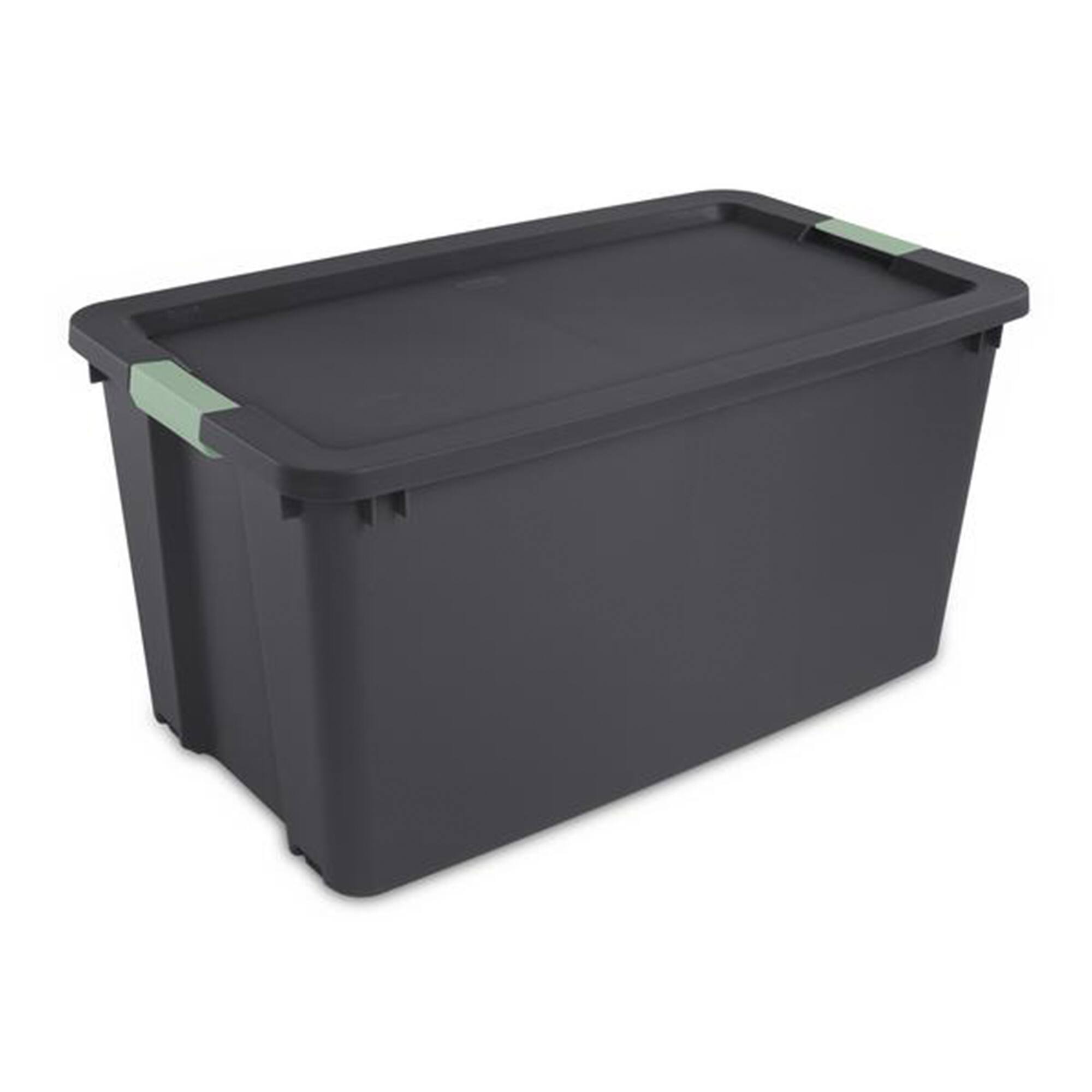 Front. Sterilite - Sterilite 8 Pack 45 Gallon Wheeled Latch Tote, Stackable Plastic Storage Bin - Gray/Green.