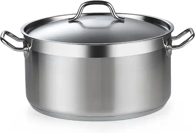 Front. Cooks Standard - Professional 9qt S/S Stock Pot, Dutch Oven | for Pasta, Soup, Spaghetti, Oven Safe, Induction, Dishwasher Safe - Stainless Steel.