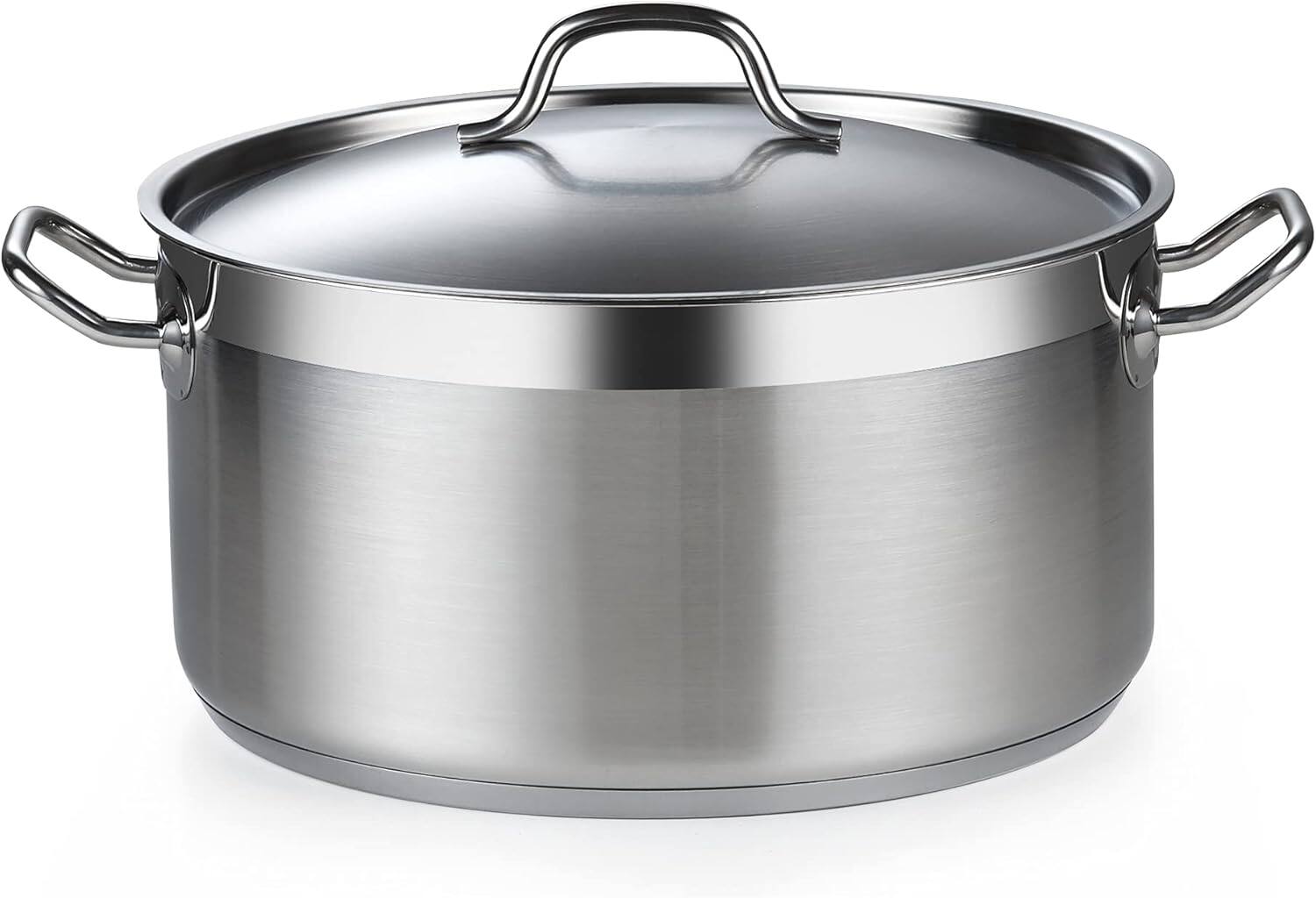 Front. Cooks Standard - Professional 9qt S/S Stock Pot, Dutch Oven | for Pasta, Soup, Spaghetti, Oven Safe, Induction, Dishwasher Safe - Stainless Steel.