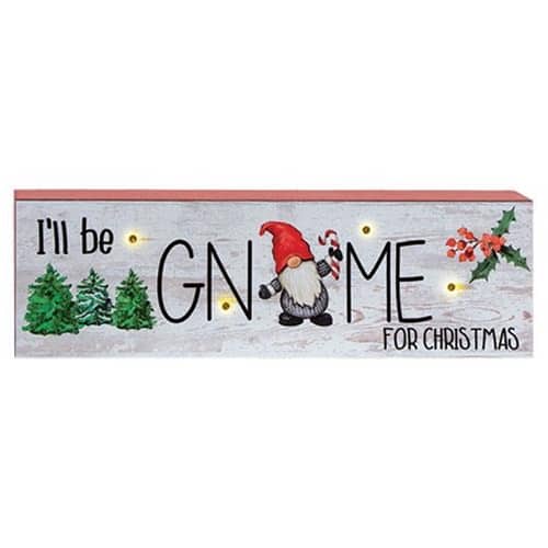 BreeBe - *Gnome for Christmas Block w/LED Light - Multicolor