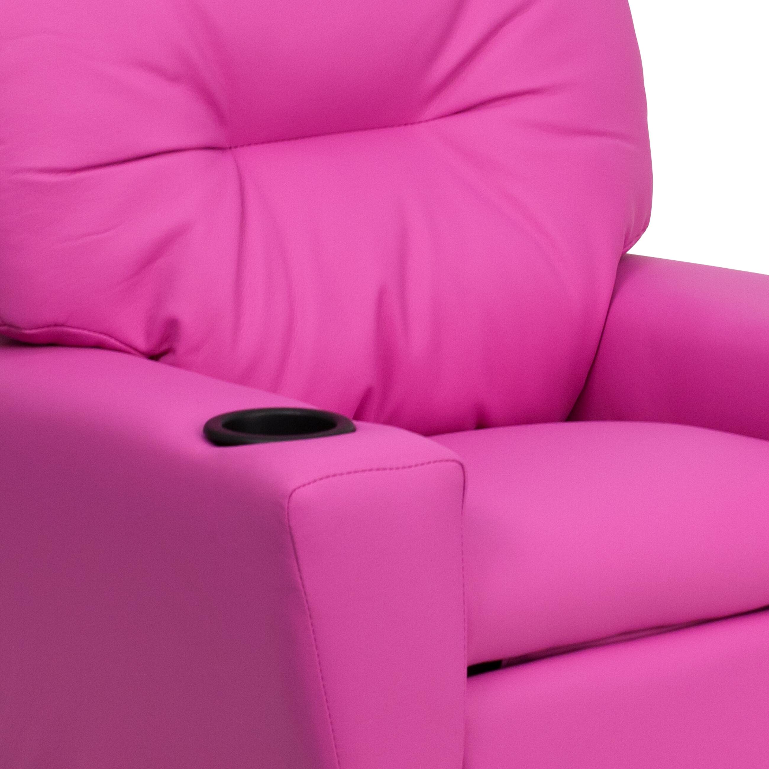 Alt View 9. Emma + Oliver - Contemporary Kids Recliner with Cup Holder - Hot Pink Vinyl.
