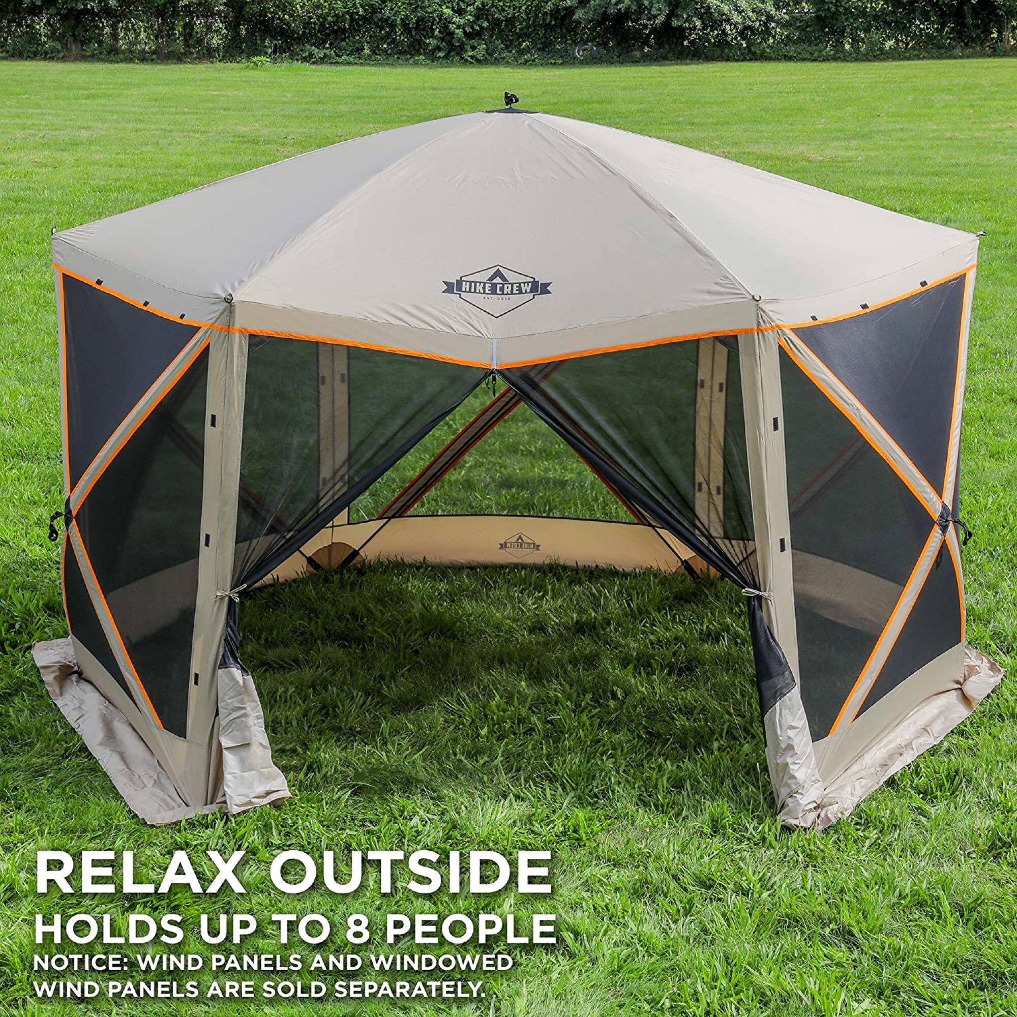 HIKE CREW RELAX OUTSIDE HOLDS UP TO 8 PEOPLE NOTICE: WIND PANELS AND WINDOWED WIND PANELS ARE SOLD SEPARATELY