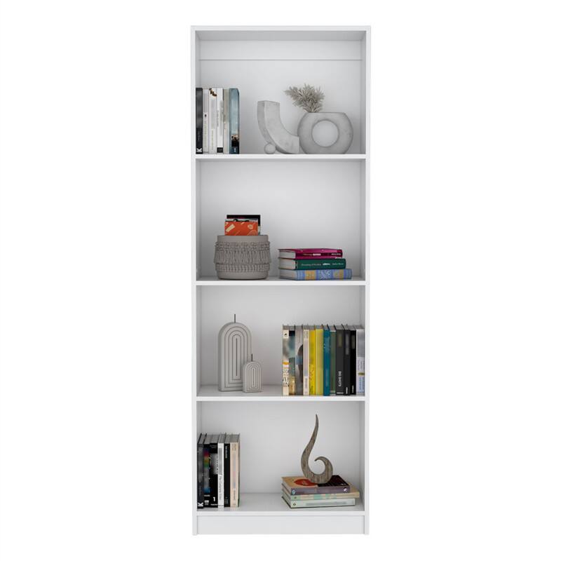 Angle. HTUTWOO - Bookcase with Spacious Tier-Shelving Design – Four Spacious Shelves for Books and Decor, Versatile Display Shelf, - White.