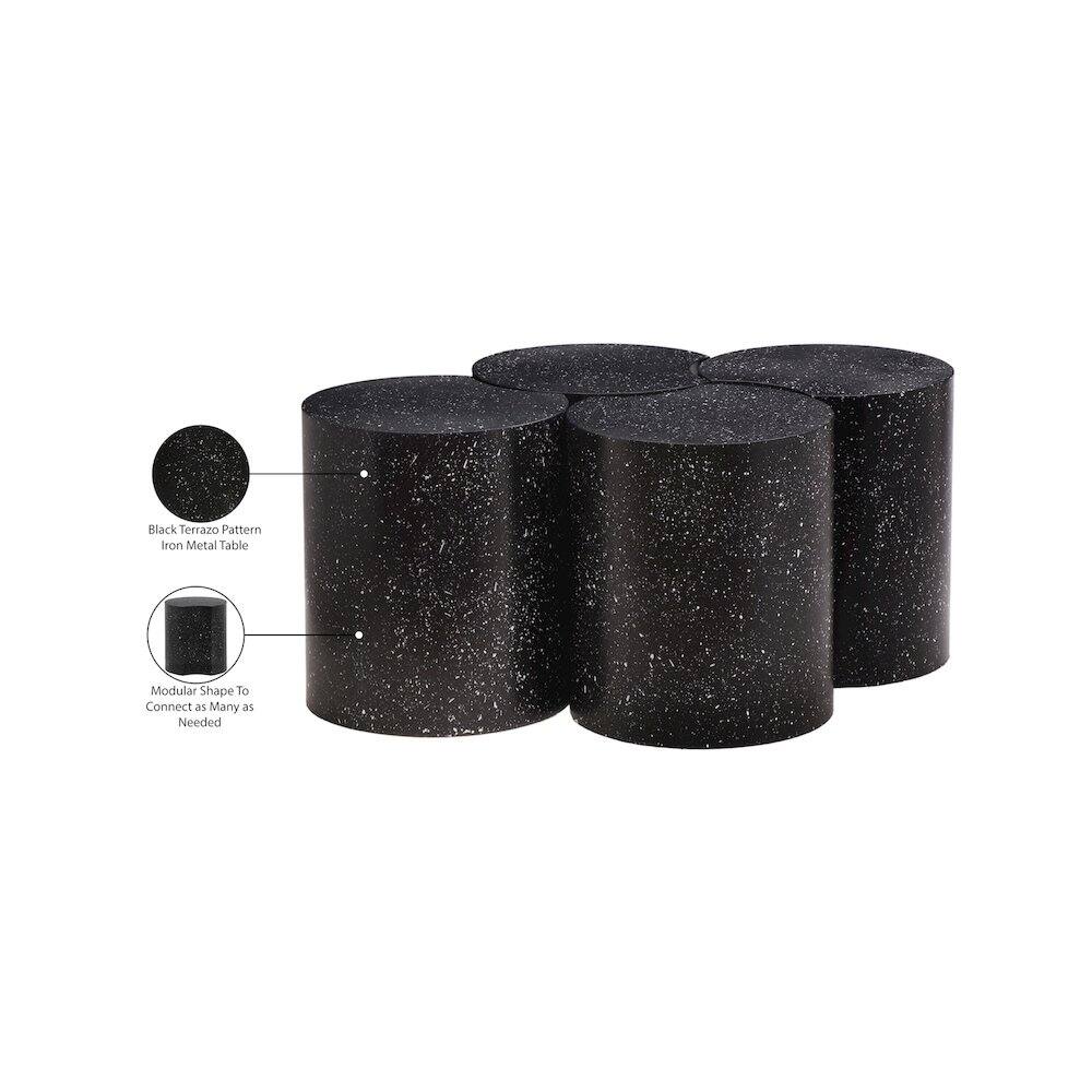 Black Terrazzo Pattern Iron Metal Table  
Modular Shape To Connect as Many as Needed