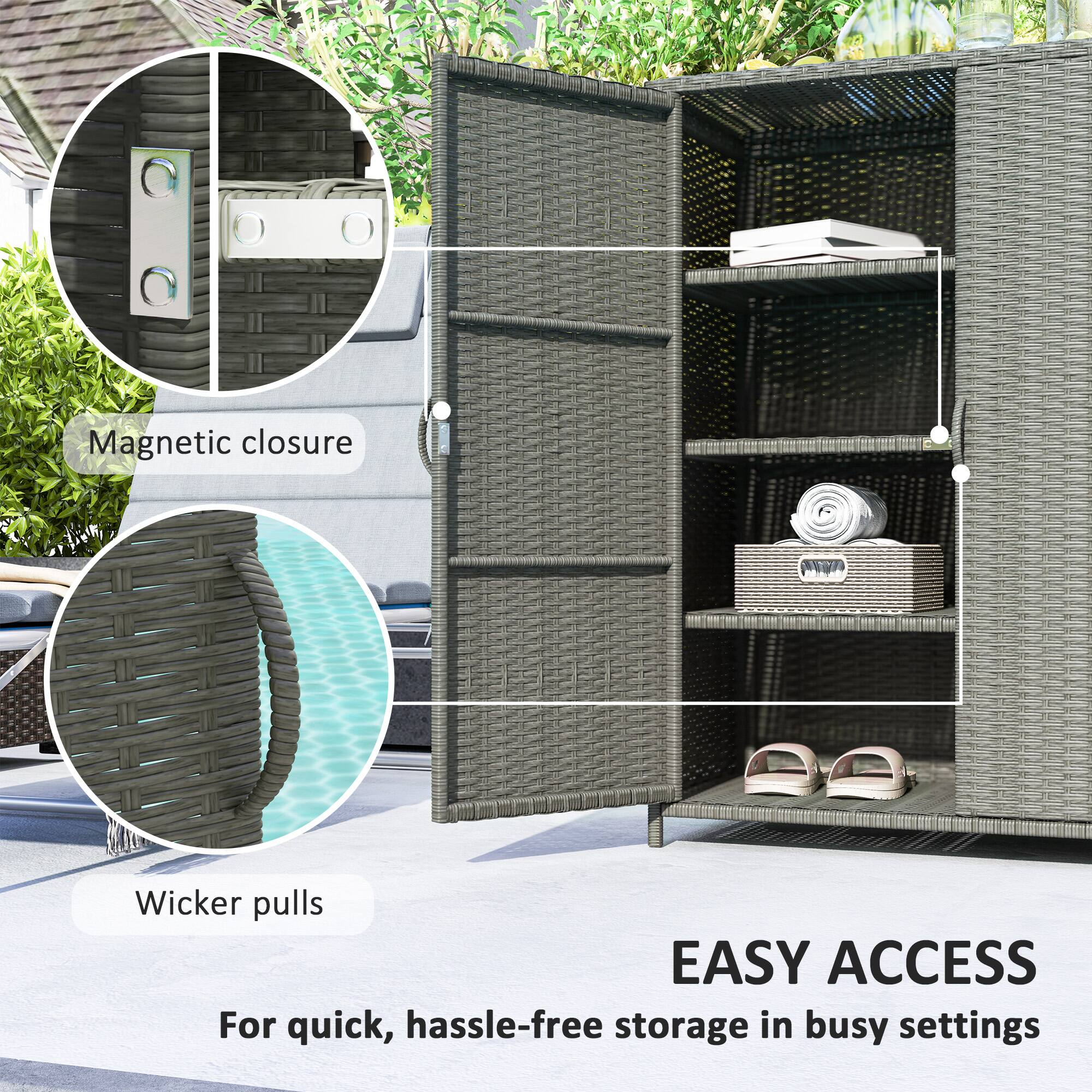 Magnetic closure, Wicker pulls, EASY ACCESS, For quick, hassle-free storage in busy settings
