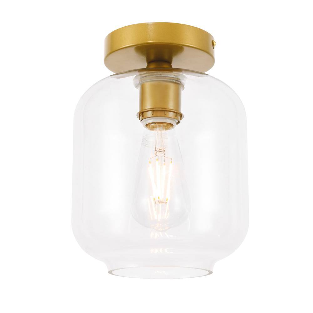 Alt View 6. Living District - Collier 1 light Brass and Clear glass Flush mount - Brass And Clear Glass.