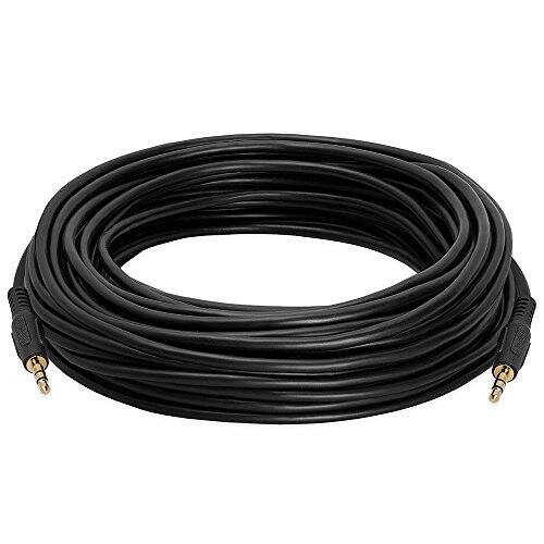 Angle. Cmple.com - 3.5mm Aux Cable 50ft Black Male to Male Gold-Plated TRS Stereo Audio Cord for Car - Black.
