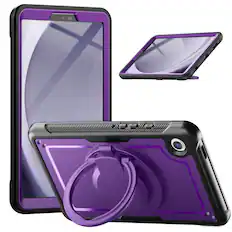 Front. Dteck - Heavy Duty Shockproof Case for Samsung Galaxy Tab A9 8.7-Inch Built-in Kickstand,Rugged Cover with Shoulder Strap - Purple.