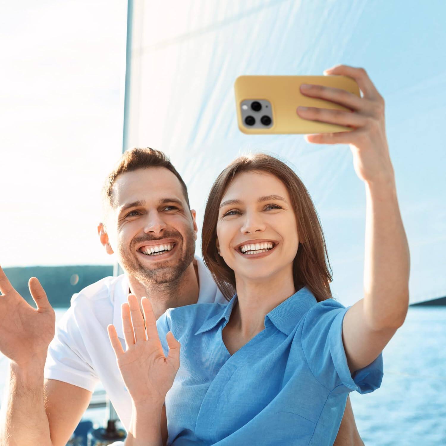 Alt View 1. Nautica - Matte Phone Case for iPhone 14 Pro Max, Case with Ultra-Light, Slim Design, Anti-Scratch, Shockproof Protective Cover - Cantaloupe.