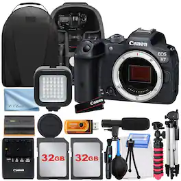 Canon - EOS R7 Mirrorless Camera (Body Only) with 2x 32GB Memory Card + Tripod + ZeeTech Bundle - Black