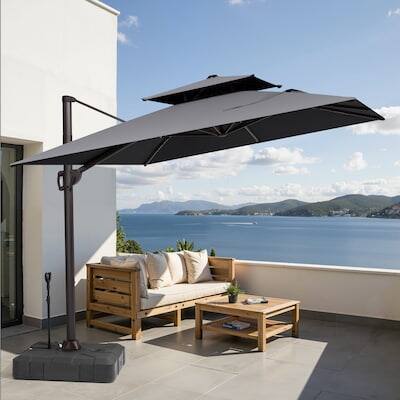 best double top offset patio umbrella ABCCANOPY Cantilever with 360 Rotation Beige / 10FT This 11 ft Sunnyglade 11FT Double Top Cantilever