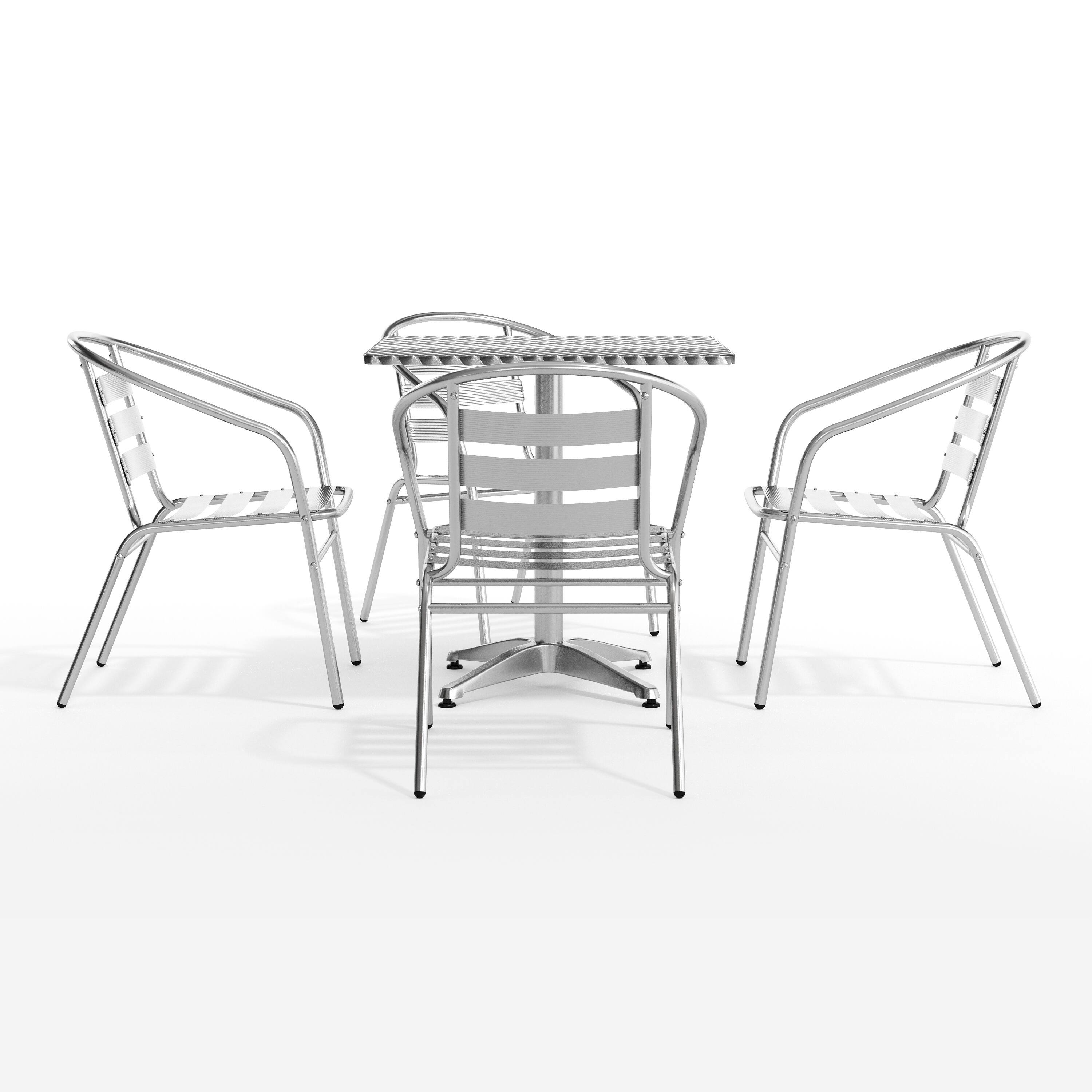 Alt View 8. Emma + Oliver - 27.5'' Square Aluminum Indoor-Outdoor Table Set with 4 Slat Back Chairs - Aluminum.
