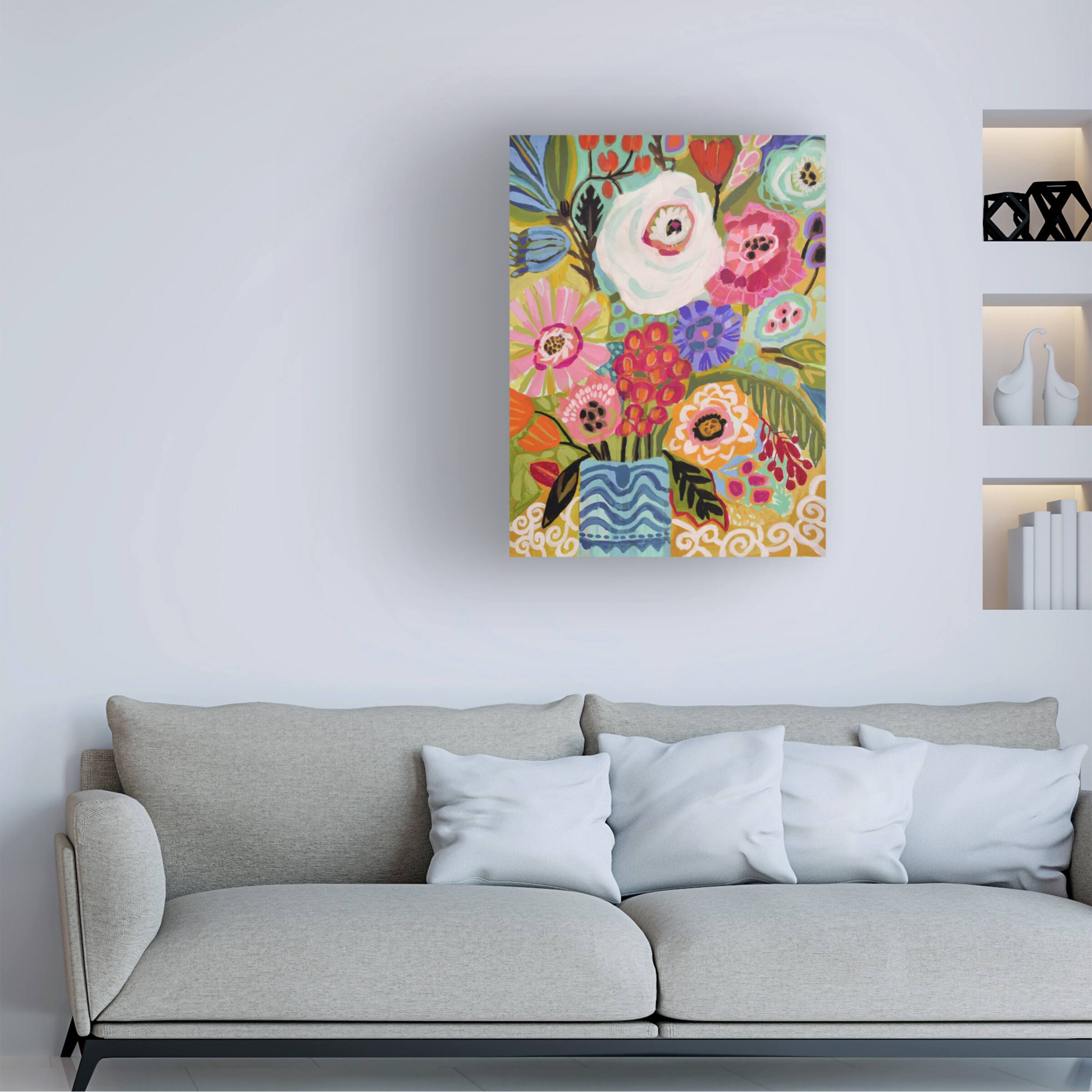 Angle. Trademark Fine Art - Karen Fields 'Fresh Flowers In Vase Ii' Canvas Art - Multicolor.