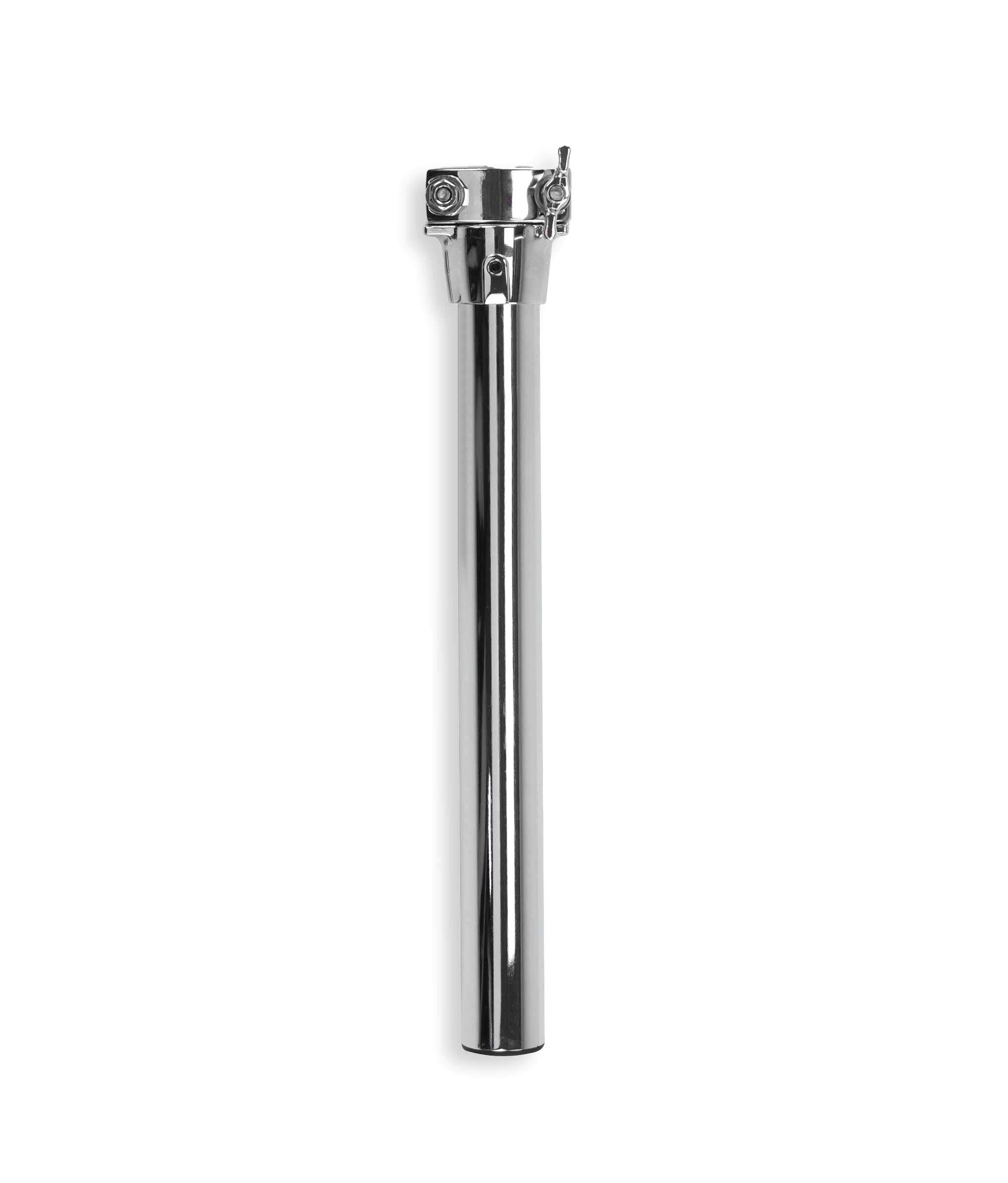 Front. Gibraltar Hardware - Short Mounting Post with Adaptor 14" Short Post Drum Rack Extension with 1.5" Diameter Tube & Clamp End.