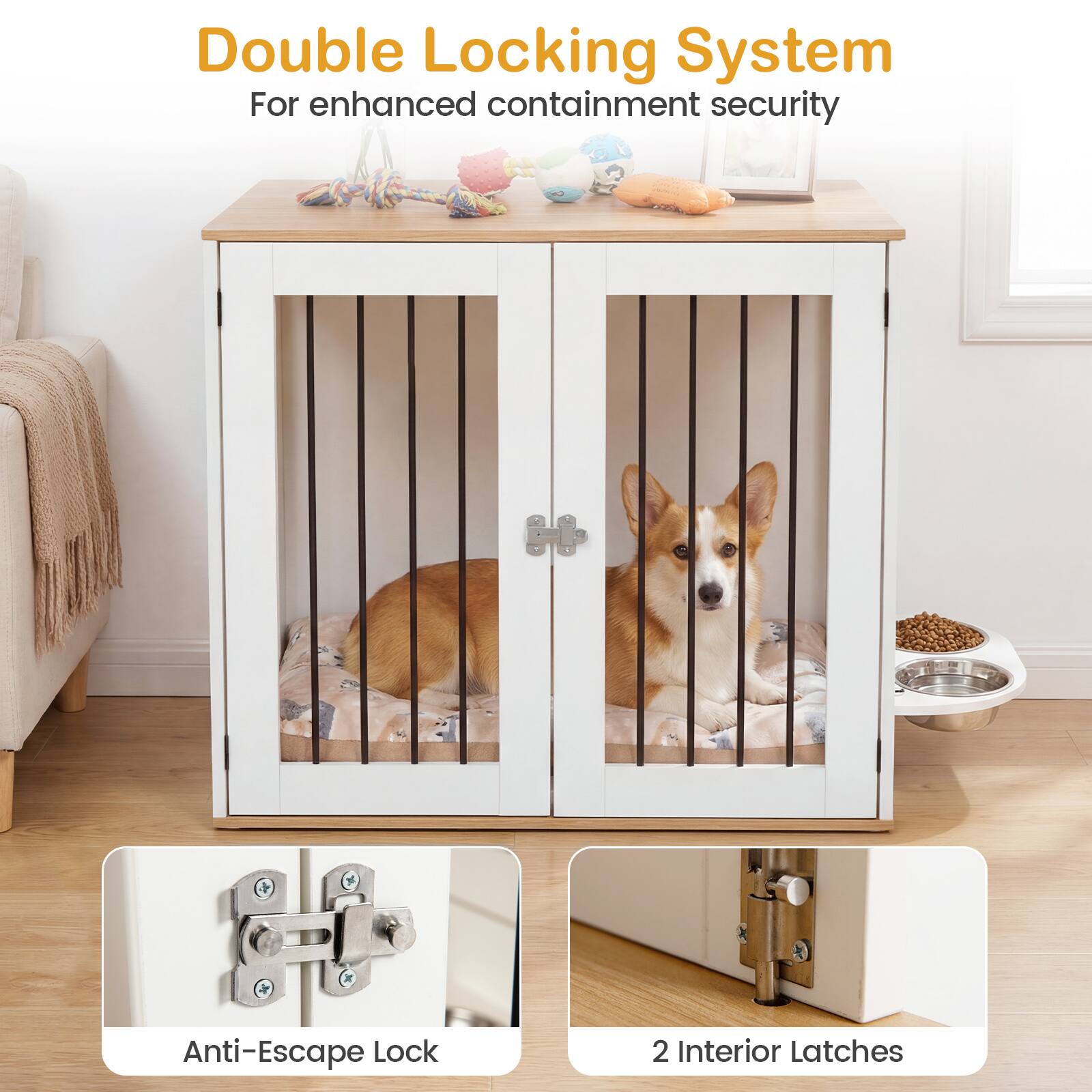 Double Locking System  
For enhanced containment security  

Anti-Escape Lock  
2 Interior Latches