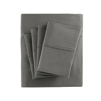 Front. Gracie Mills - Gracie Mills Elodie 800 Thread Count Sateen Sheet Set - Charcoal.