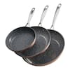 Front. VEVOR - 3-Piece Nonstick Aluminum Frying Pan Set (8, 10, 12 in), Ceramic Coated Skillets with Heat-Resistant Handles - Gray.