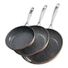 VEVOR - 3-Piece Nonstick Aluminum Frying Pan Set (8, 10, 12 in), Ceramic Coated Skillets with Heat-Resistant Handles - Gray