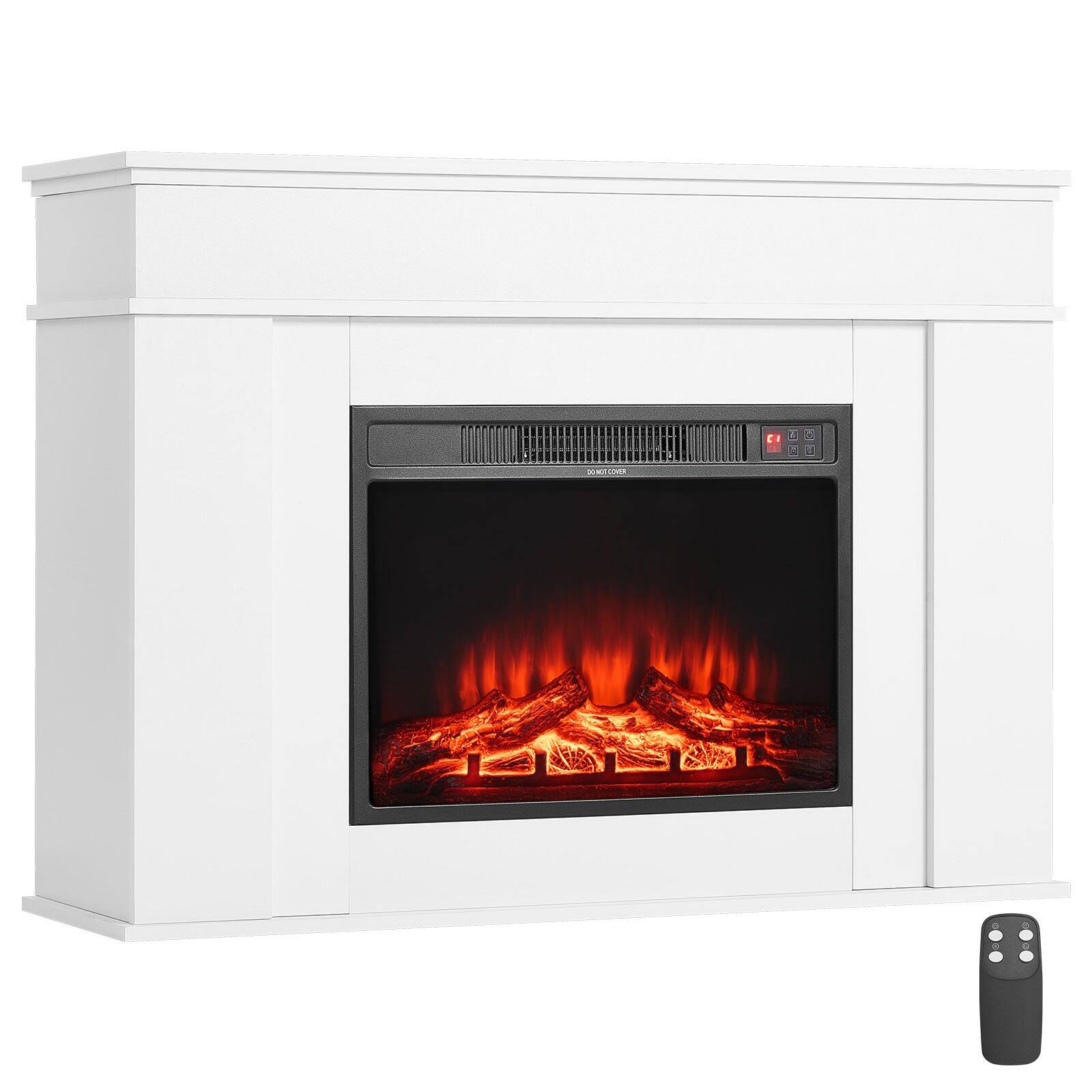 Front. Glintex - 43 Inch Freestanding Electric Fireplace Heater with Mantel, 1500W 5120BTU, Adjustable Flame, Timer, Remote Control - White.