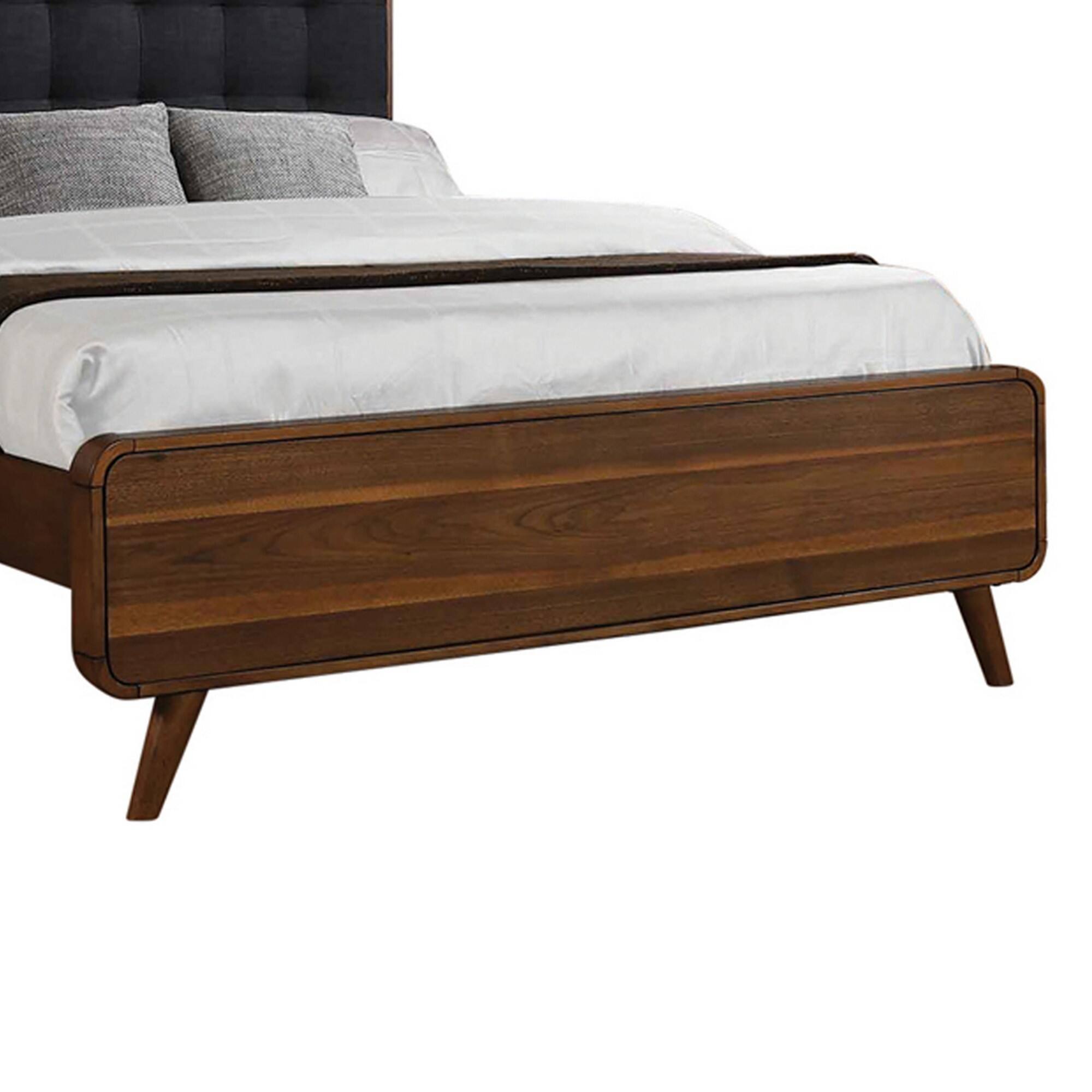 Alt View 3. Manhattan Lane - Platform Style Square Tufting Queen Bed with Rounded Corners - Brown, Gray.