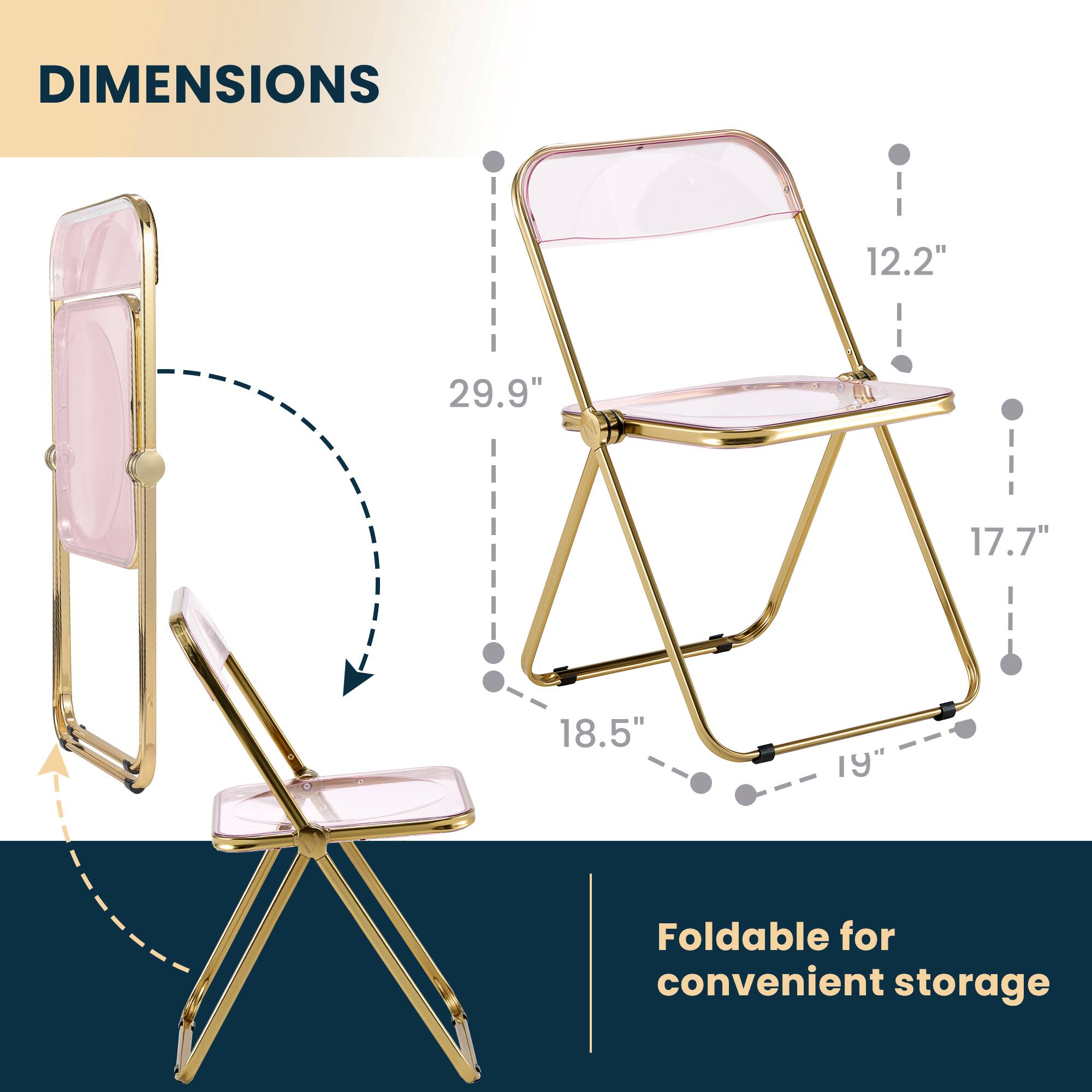 DIMENSIONS 12.2" 29.9" 17.7" 18.5" 19" Foldable for convenient storage