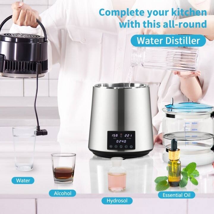 Complete your kitchen with this all-round Water Distiller

Water Distiller XOm 2500m 1S8 e 22 I 0240 0 0 2000 T20

Water Alcohol Hydrosol Essential Oil