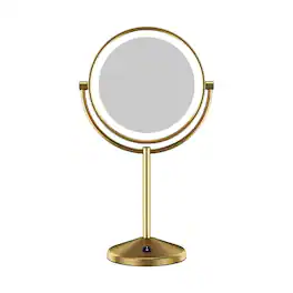 Conair - Lighted Makeup Mirror, LED Vanity Mirror, 1X/10X Magnifying Mirror, Double Sided, Battery Operated in Brushed Bra