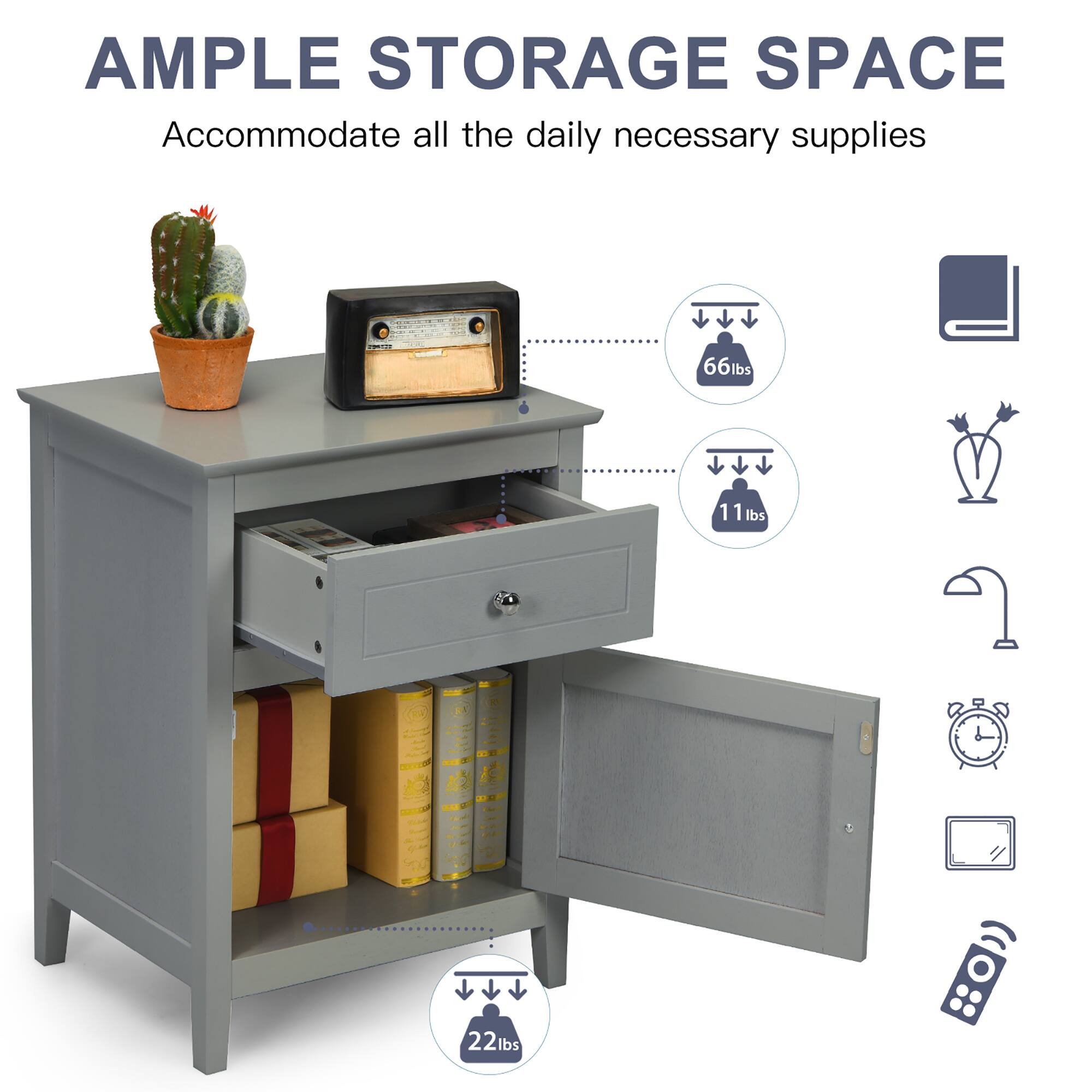 Ample Storage Space: Accommodate all the daily necessary supplies - 6lbs, 11lbs, 1 lb, 22lbs.