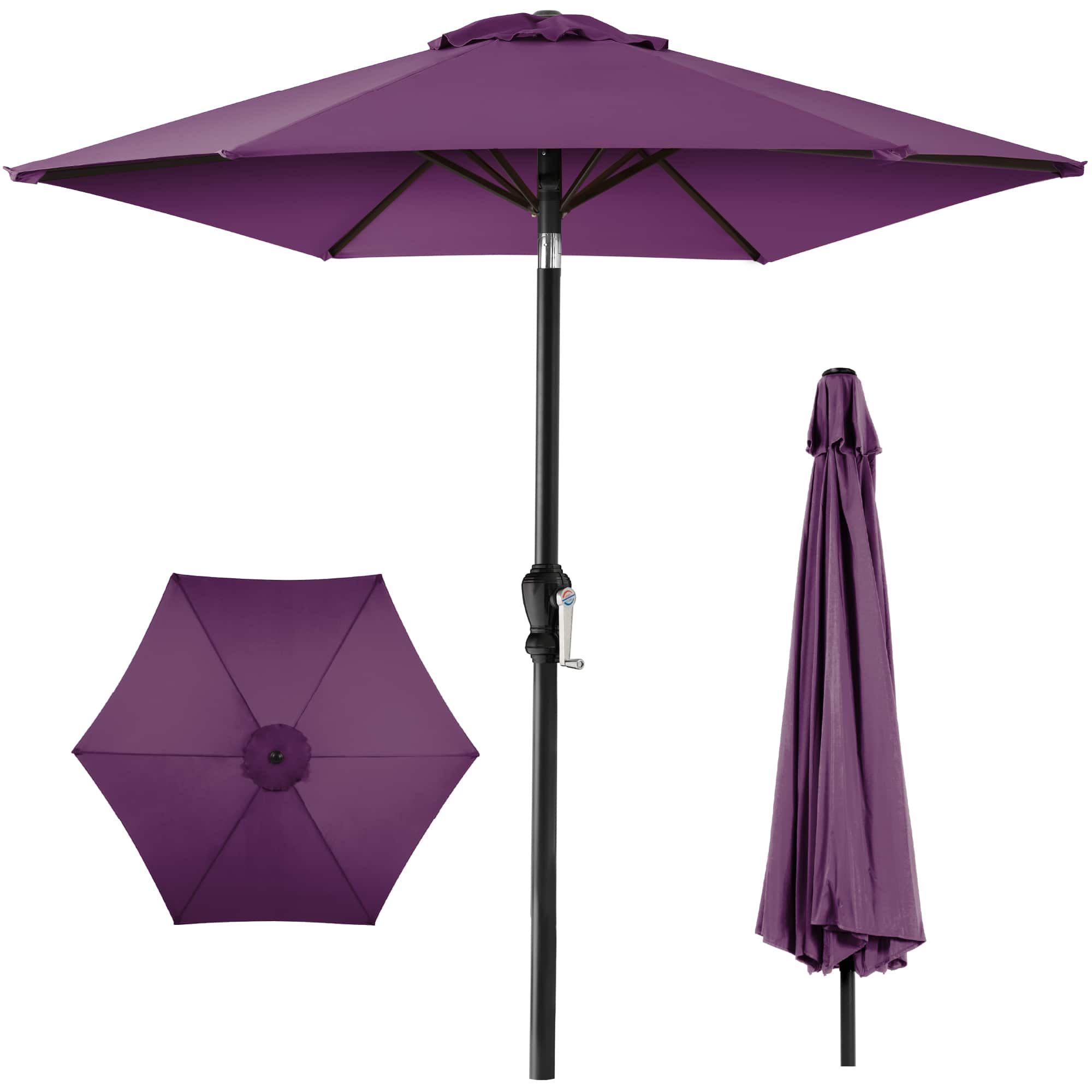Front. Best Choice Products - Best Choice Products 10ft Outdoor Steel Market Patio Umbrella w/ Crank, Tilt Push Button, 6 Ribs - Amethyst Purple - Amethyst Purple.