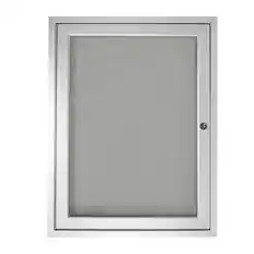 Front. Ghent - Ghent 1 Door Enclosed Vinyl Bulletin Board with Satin Frame, 3'H x 2'W, Silver.