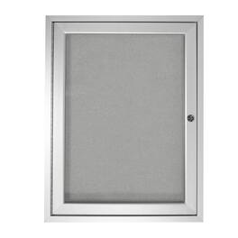 Ghent - 1 Door Enclosed Vinyl Bulletin Board with Satin Frame, 3'H x 2'W, Silver
