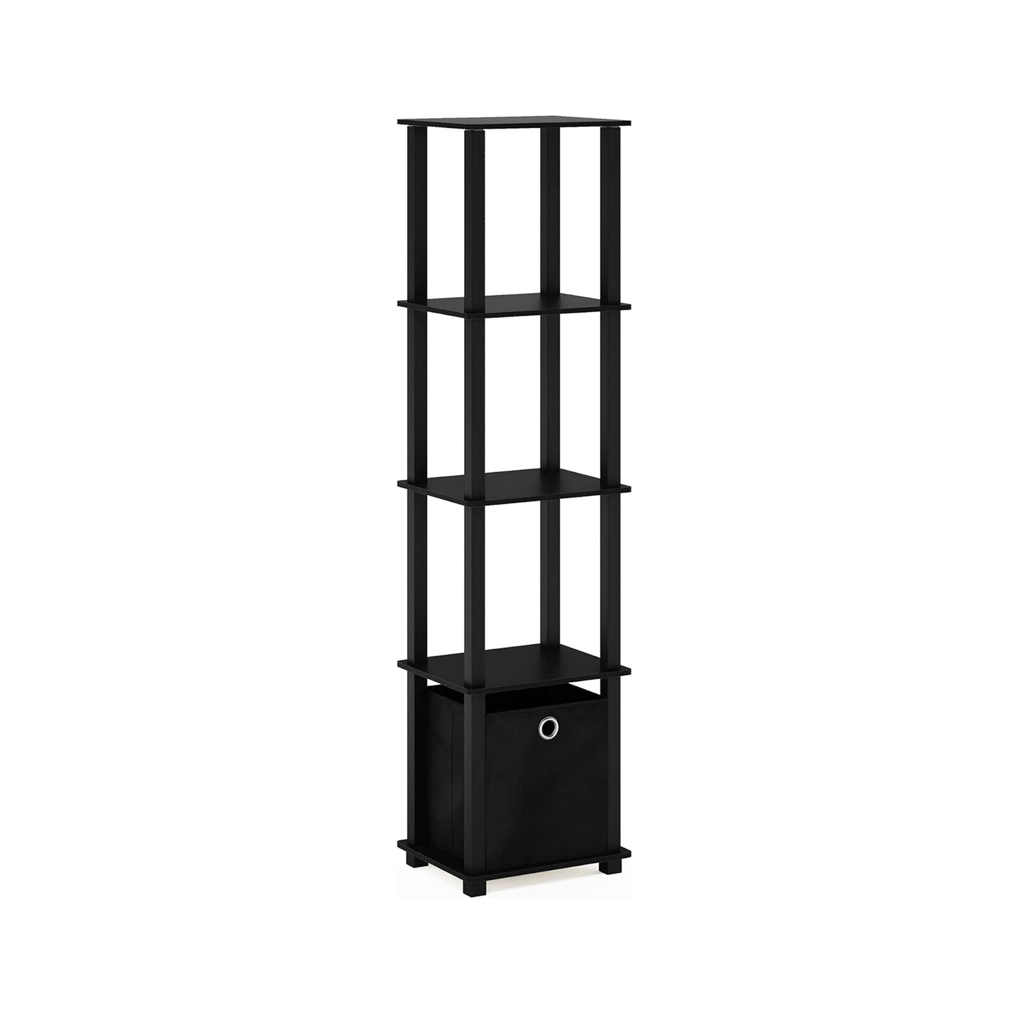 Alt View 5. HOMLUX - 5-Tier Open Shelf Bookcase Compact Storage Bookshelf with Bin for Living Room Bedroom Office Black - Black.