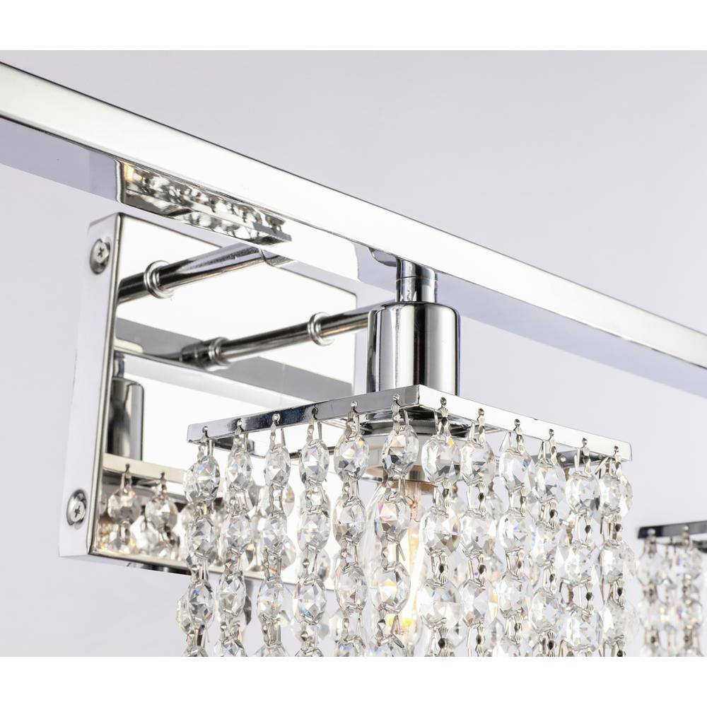 Alt View 1. Living District - Phineas 3 light Chrome and Clear Crystals wall sconce - Chrome And Clear Crystals.