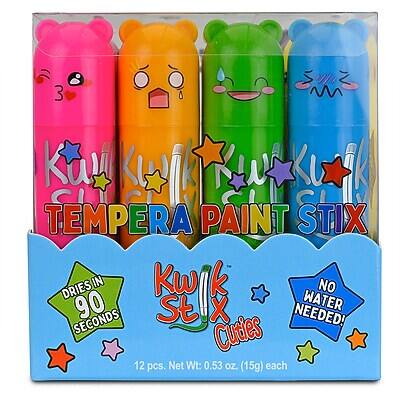 Kwik Stix Tempera Paint Stix Dries in 90 Seconds No Water Needed! 12 pcs. Net Wt: 0.53 oz. (15g) each